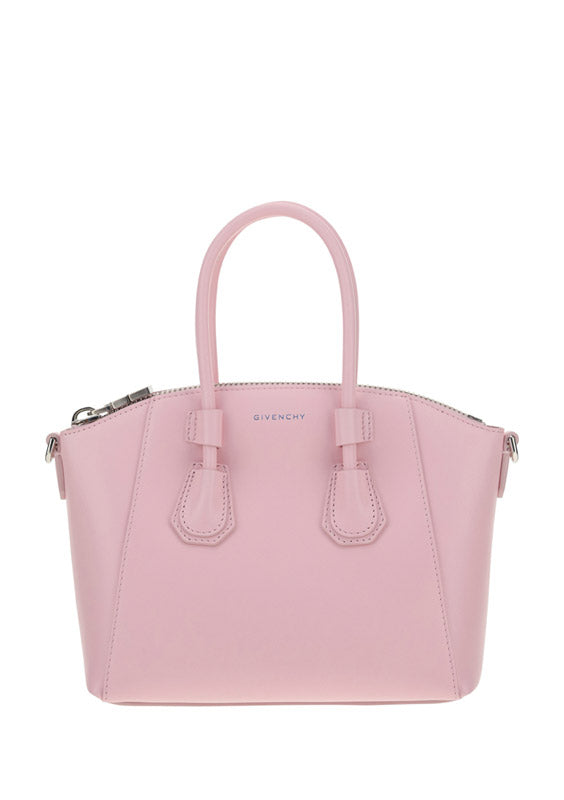 Mini Antigona Sport bag in Leather - Blossom Pink.