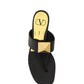 One Stud Calfskin Flat Thong Sandal - Black