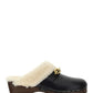 Le Maillon Clogs in Smooth Leather and Shearling - Noir