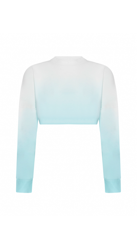 Cropped Gradient Cotton Shirt - White / Blue