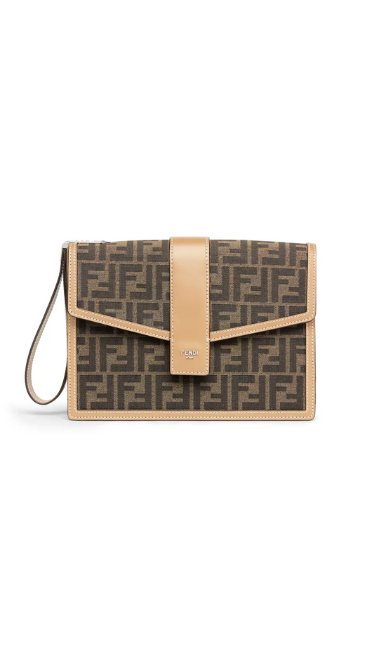 FF Fabric Clutch - Brown