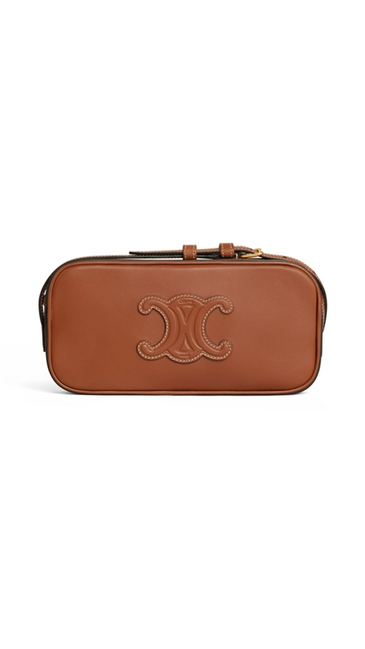 Mini Camera Shoulder Bag Cuir Triomphe in Smooth Calfskin - Tan