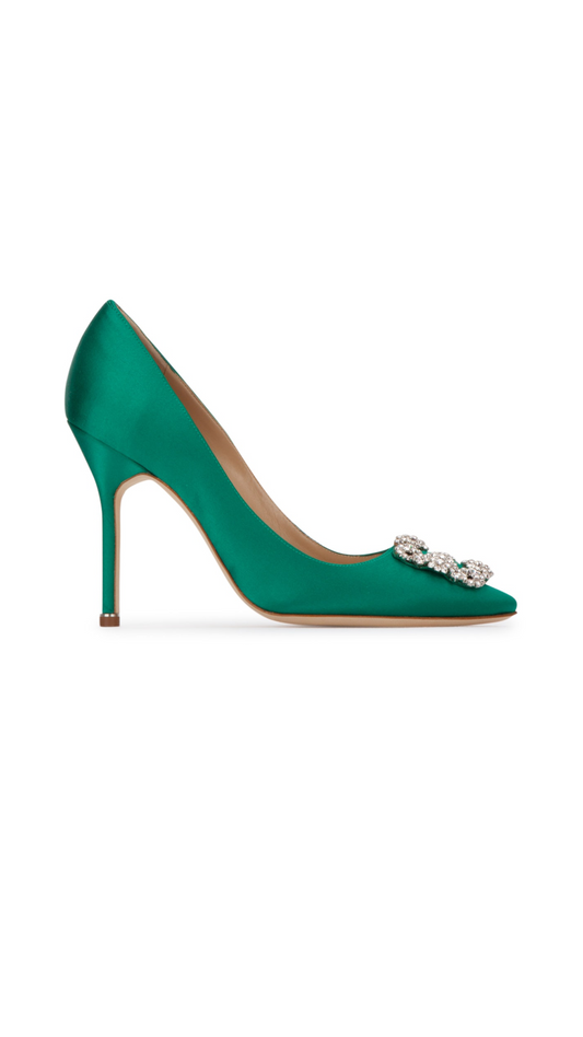 Hangisi Pump 90 - Green Satin