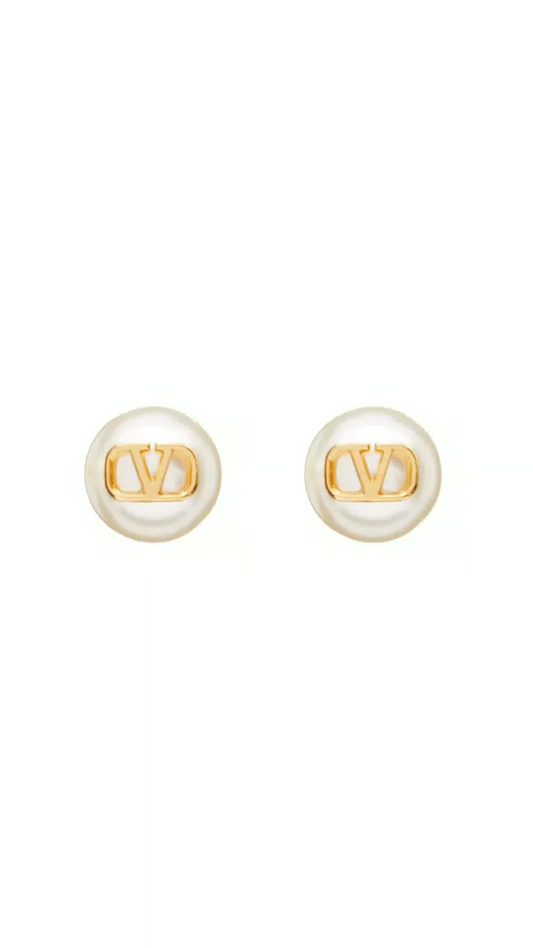 Vlogo Signature Earrings with Pearls - Gold