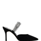 Lutara Velvet Crystal Embellished Mules - Black