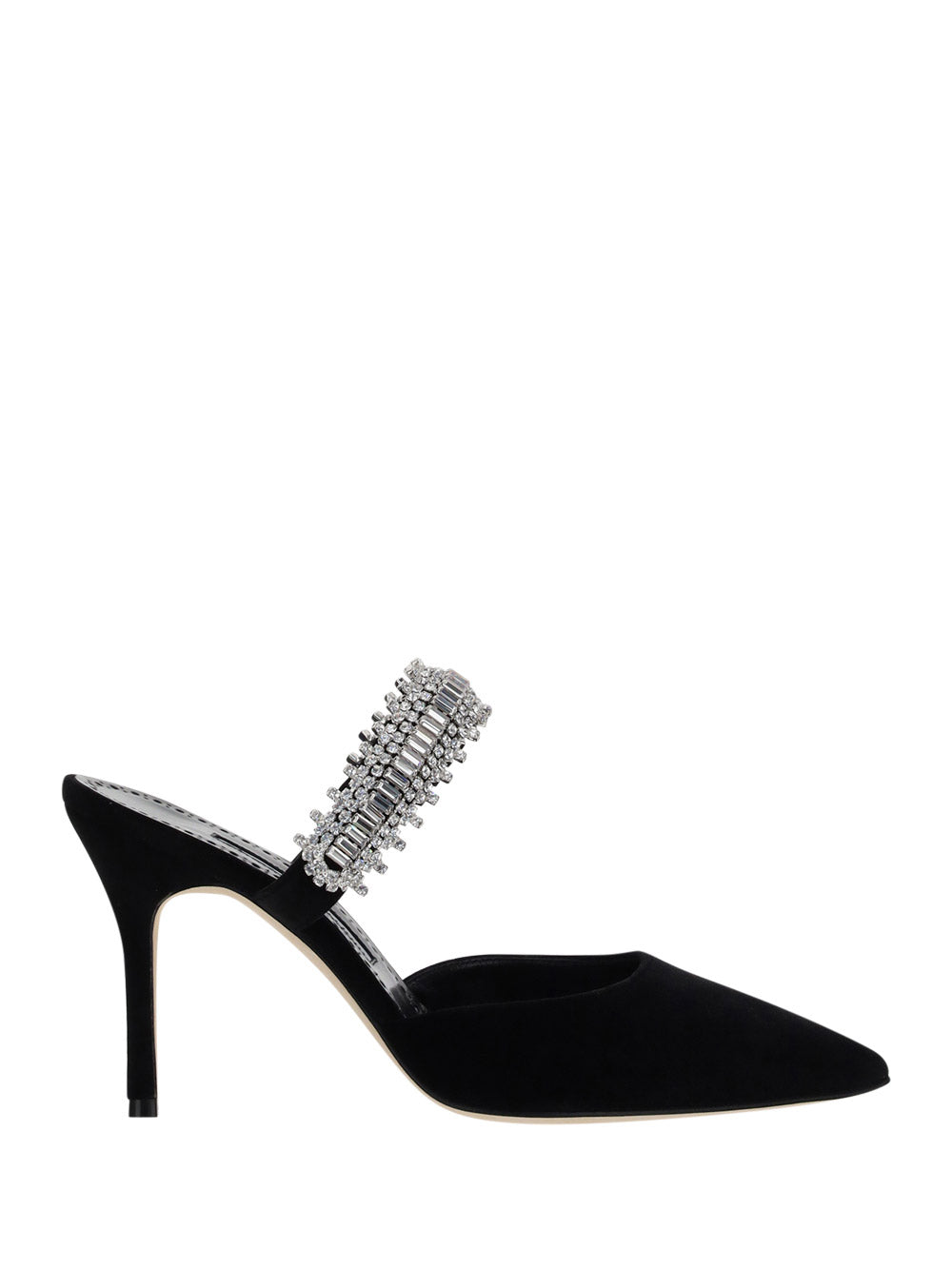 Lutara Velvet Crystal Embellished Mules - Black
