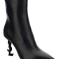 Opyum Booties in Leather with Heel - Black