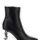 Opyum Booties in Leather with Heel - Black