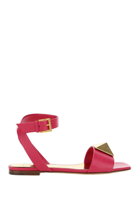 One Stud Flat Sandal in Calfskin With Maxi Stud Embellishment - Blossom
