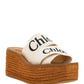 Woody Wedge Mule In Canvas - Ivory
