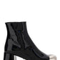 Patent Cap-Toe Ankle Booties - Black