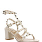 Rockstud Calfskin Ankle Strap Sandal 60MM - Light Ivory