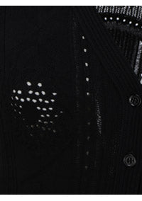 Lunar-Pointelle Knit Cardigan Dress - Black