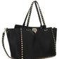 Medium Grainy Calfskin Rockstud Bag - Black