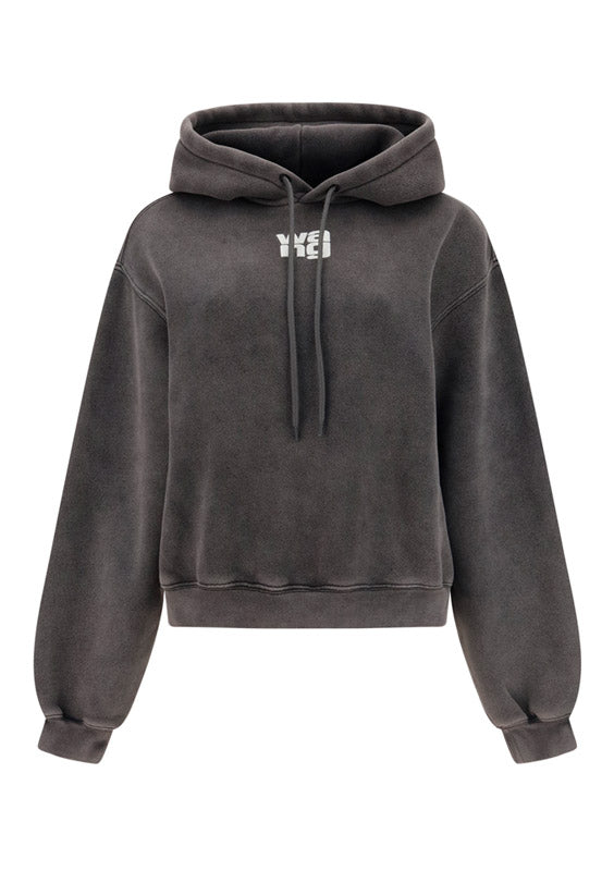 Puff Logo Hoodie in Terry - Grey