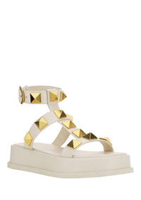 Roman Stud Calfskin Flatform Sandal 40MM - Ivory