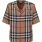 Short-sleeve Check Silk Shirt