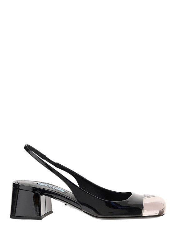 Patent Leather Slingback Pumps - Black.