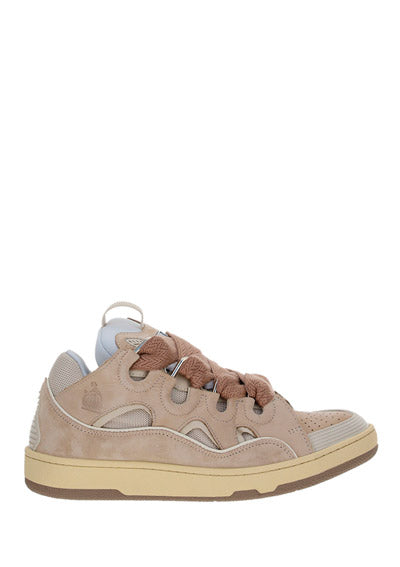 Leather Curb Sneakers - Dusty Pink/Brown