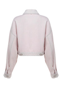 Cropped Organic Denim Jacket - Pale Pink