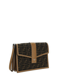 FF Fabric Clutch - Brown