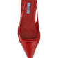 Brushed Leather Slingback Ballerinas - Red