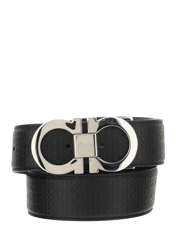 Reversible And Adjustable Gancini Belt - Black \ Navy