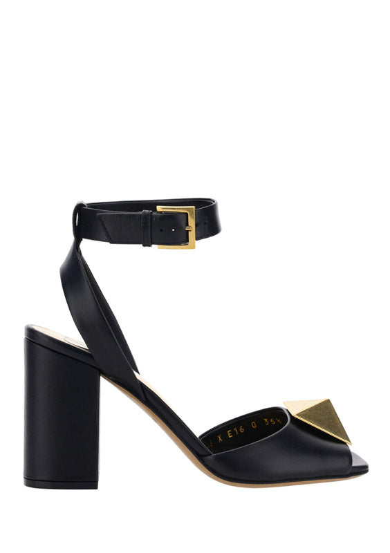 One Stud Calfskin Sandal 90MM - Black