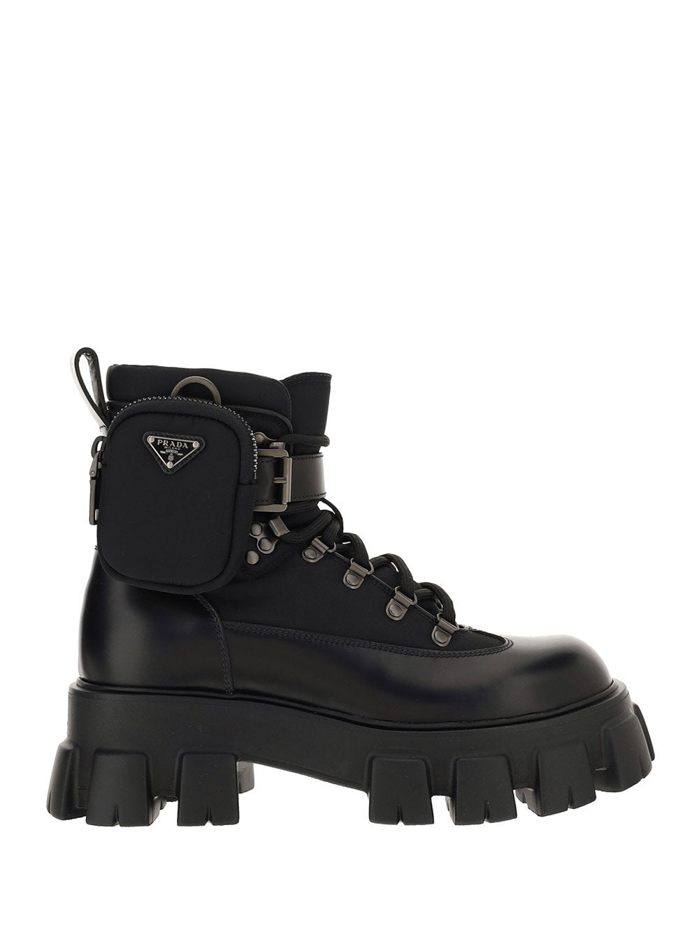 Men's Monolith Brushed Leather & Nylon Combat Boots - Black