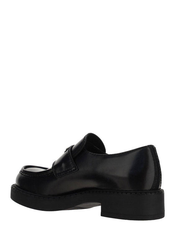 Brushed Leather Loafers - Black