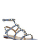Rockstud Flat Calfskin Sandal with Straps - Azure