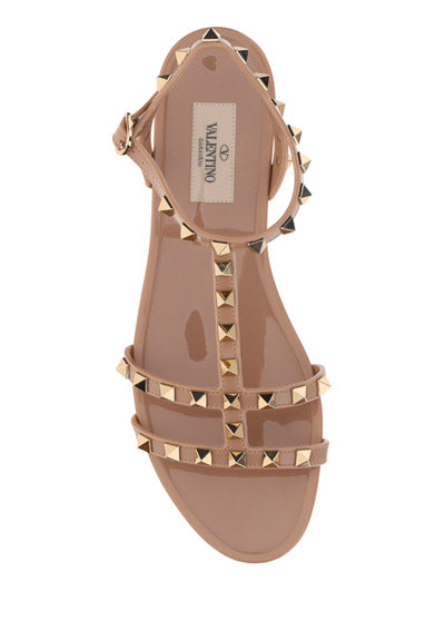 Rockstud Flat Rubber Sandals - Poudre
