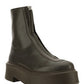 Zipped Boot in Leather - Khaki Green