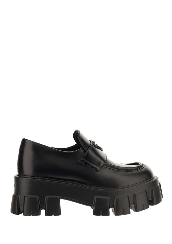 Monolith Brushed Leather Loafers - Black