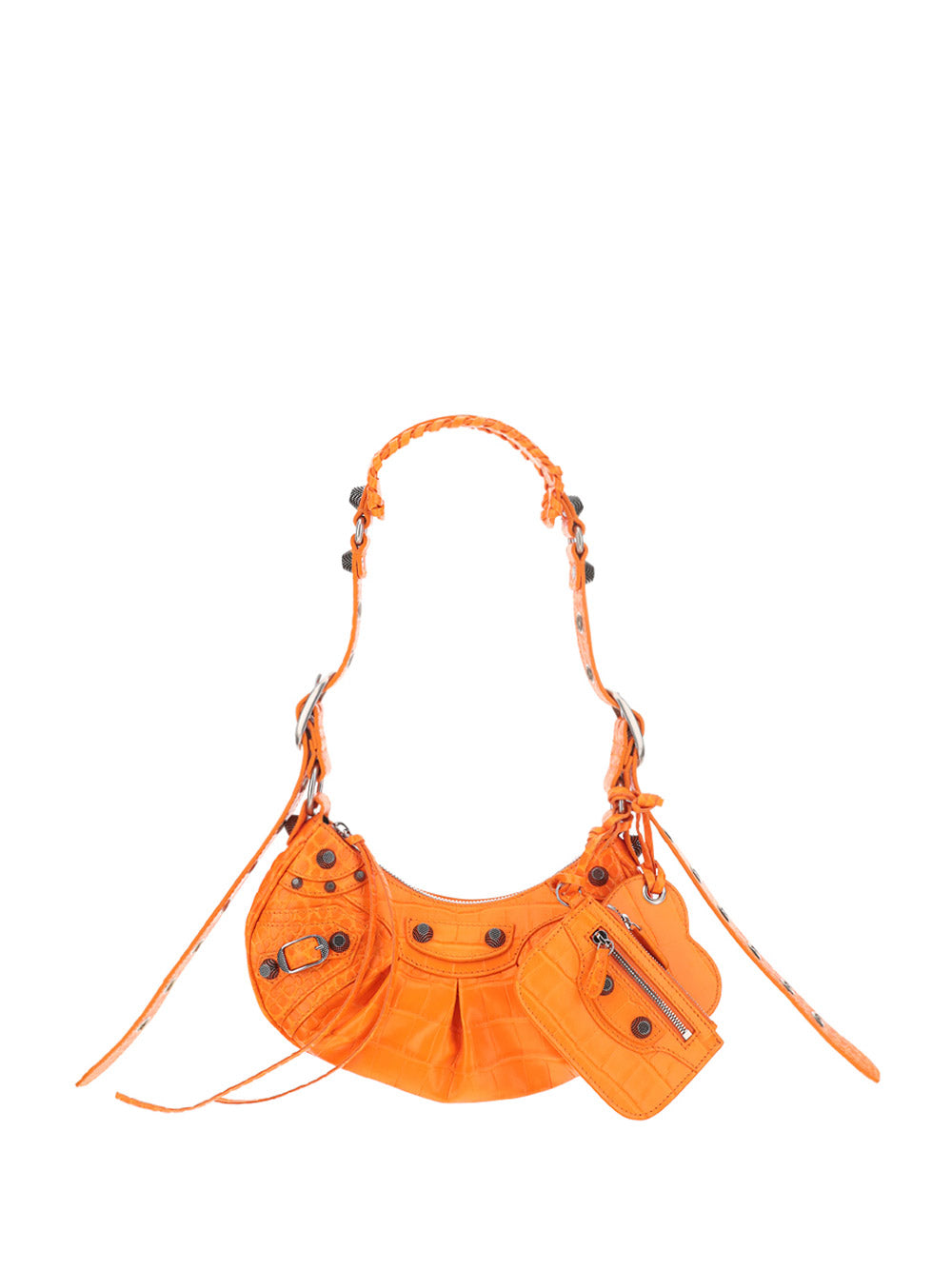 Le Cagole XS Shoulder Bag Crocodile Embossed - Orange
