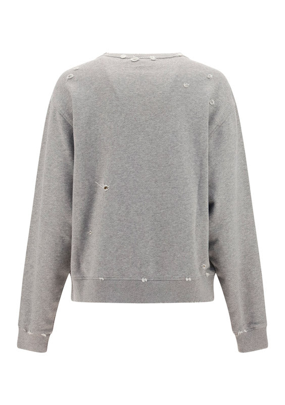 Distressed Anagram Sweatshirt in Cotton - Grey Melange
