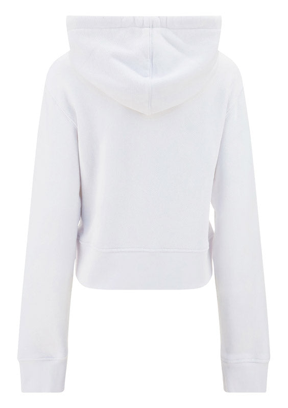 Rhinestone Sprayed Logo Hoodie - White