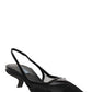 Mesh Fabric Slingback Pumps - Black