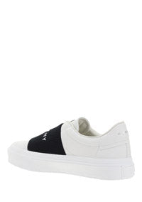 Sneakers In Leather With Givenchy Webbing - Black / White