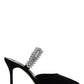 Lutara Velvet Crystal Embellished Mules - Black