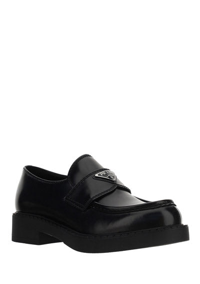 Brushed Leather Loafers - Black