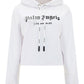 Rhinestone Sprayed Logo Hoodie - White