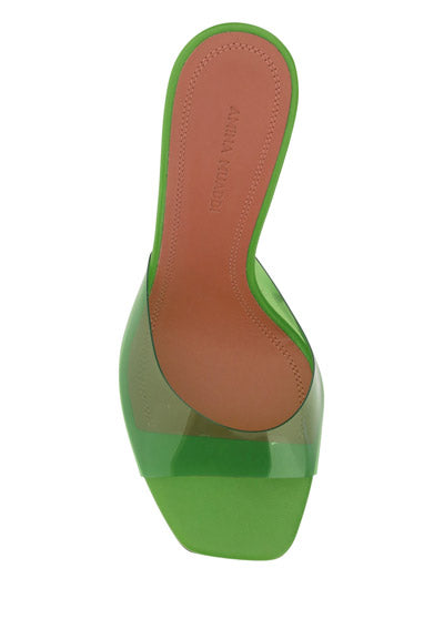 Lupita Glass 70mm PVC Mules - Green