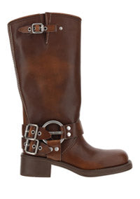 Buckled Knee-high Boots - Brown