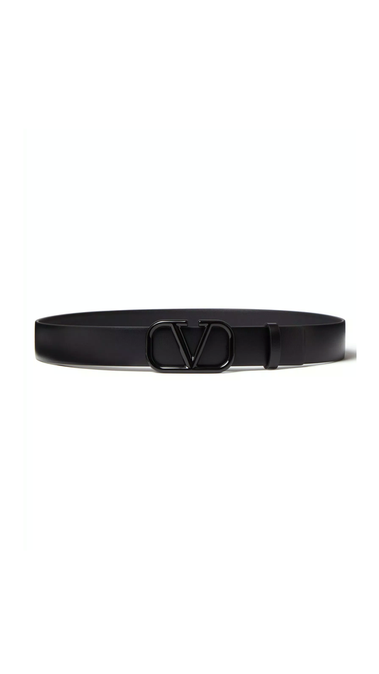 Vlogo Signature Belt in Shiny Calfskin 30MM - Black