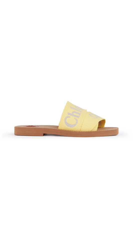 Woody Flat Mule - Yellow & Beige