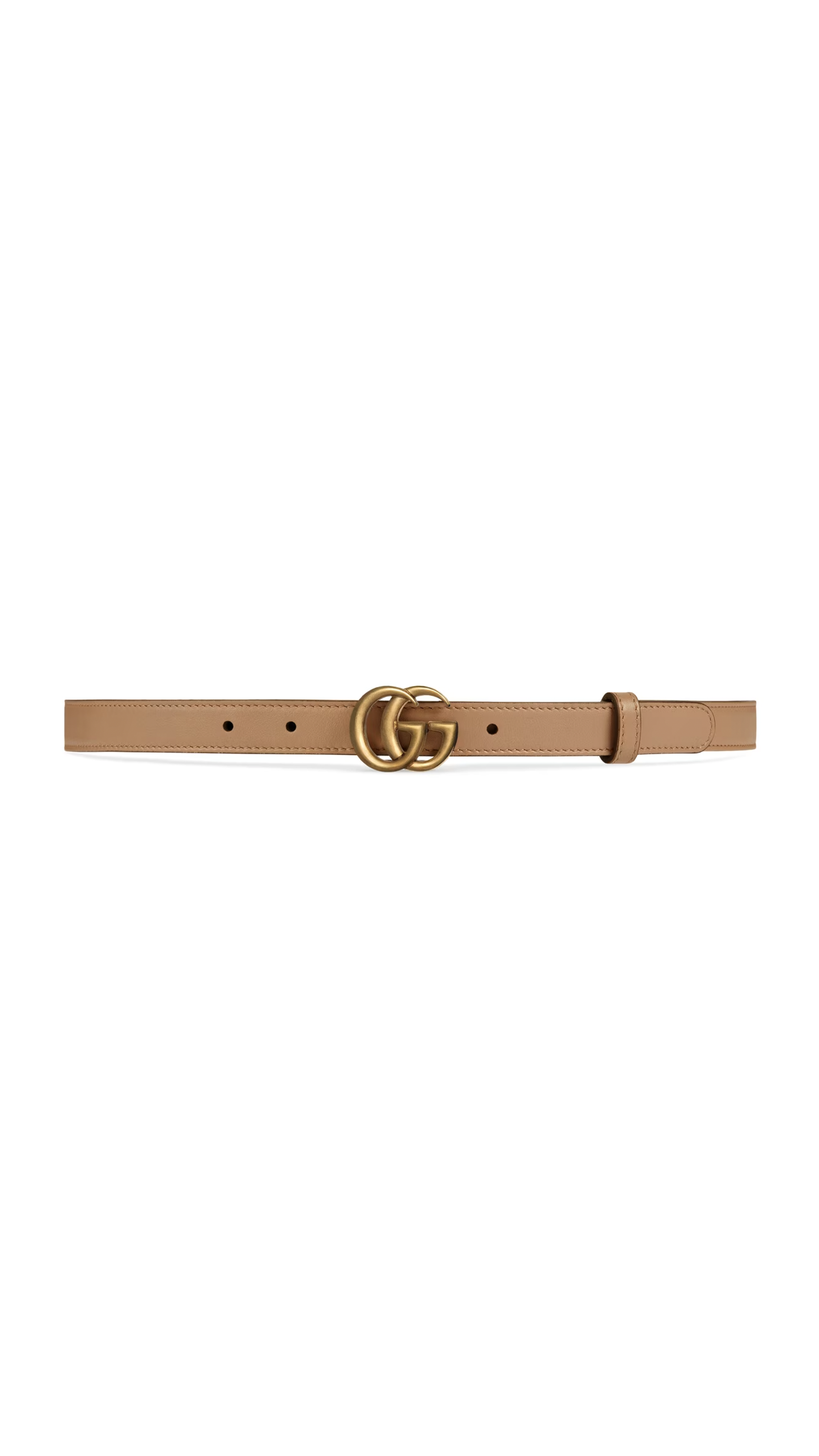 Thin Belt with Double G Buckle - Tan