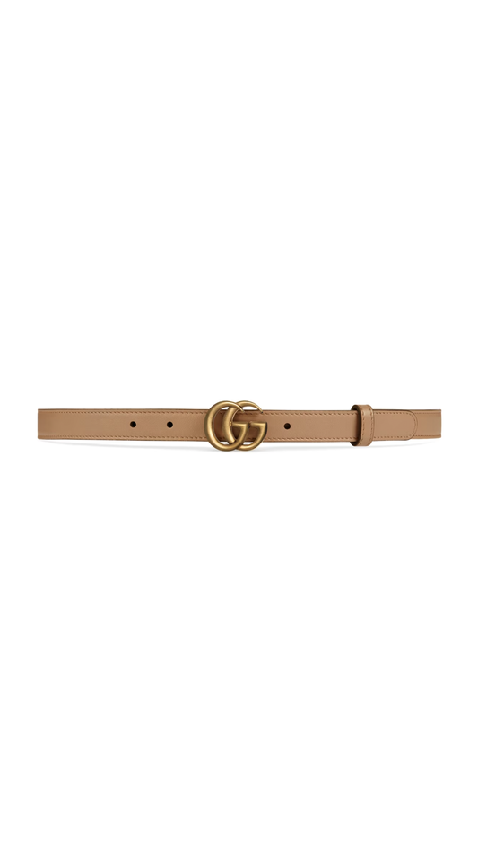 Thin Belt with Double G Buckle - Tan