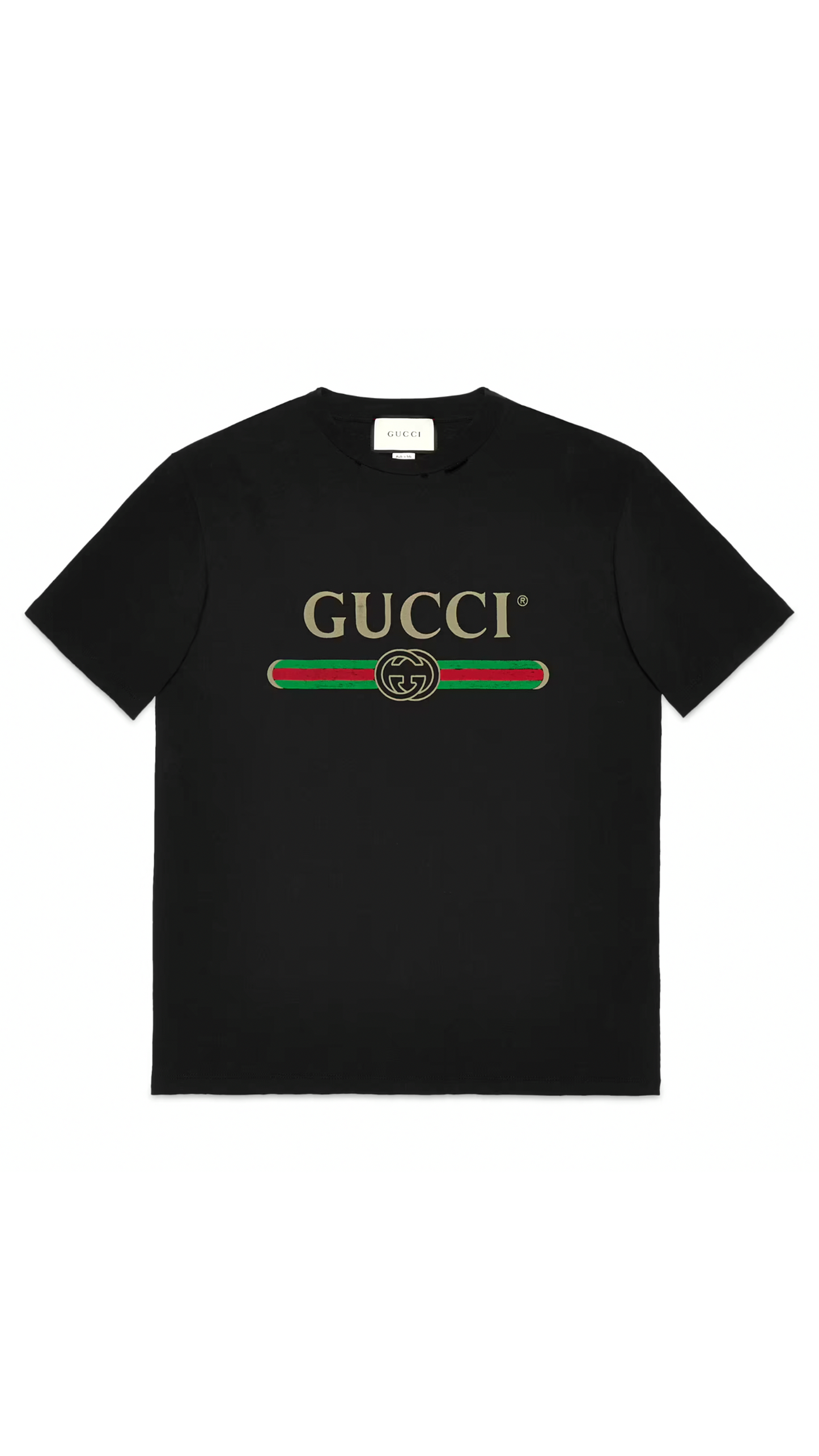 Oversized T-shirt with Gucci Logo - Black