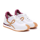 Flow Runner Sneakers in Nylon and Calfskin - White/Cherry/Beige